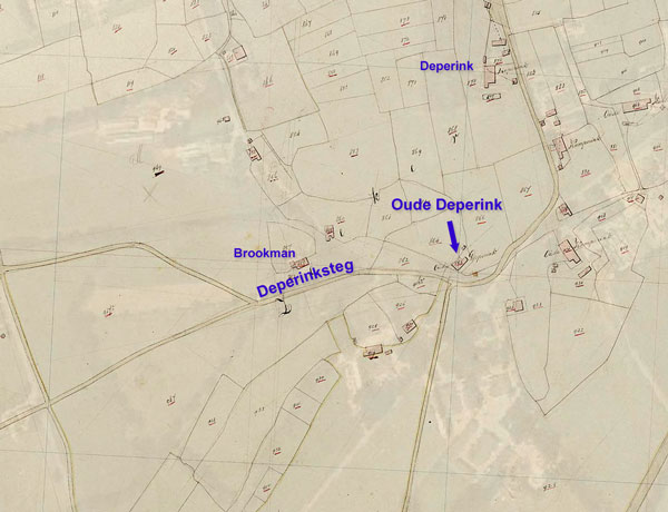 Kaart van erve oude Deperink, Deperink, en Deperinksteg